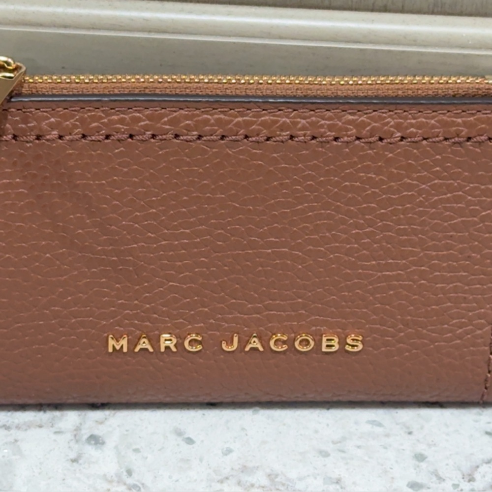 Marc Jacobs Leather Card Wallet Continental Cognac Brown Wallet AUTHENTIC NEW - Picture 5 of 15